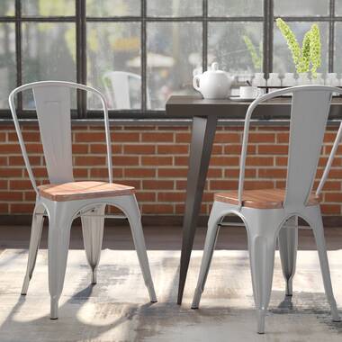 Dhp fusion metal dining online chair with wood seat